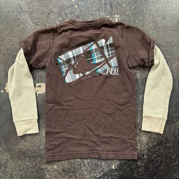 Y2k O’Neill Long Sleeve Skater Tee Thermal Sleeves Big Logo Kids/Boys Size XS - Picture 8 of 10